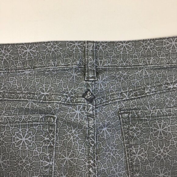 PRANA Gray Print Organic Cotton Blend 5 Pocket Logo Hardware Jeans - Picture 10 of 12